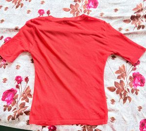Vibrant Red Short Sleeve Top