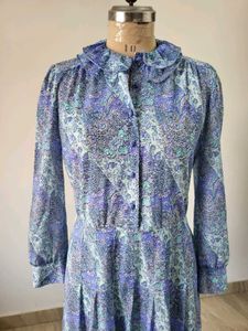 Vintage Paisley Print Midi Dress Length 42 Inches