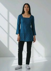 Blue Geometric Print Kurta Top