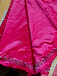 Vibrant Pink Silk Saree with Embroidery