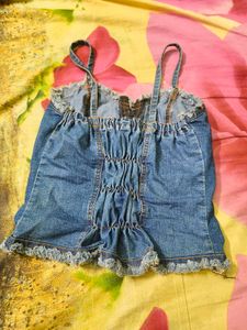 Denim Corset Crop Top