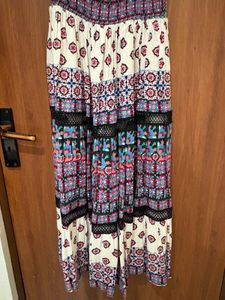 Boho Printed Tiered Maxi Dress with Smocked Bodice