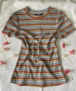 Striped Ribbed Knit Top