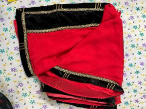 Elegant Saree with Black Velvet Blouse