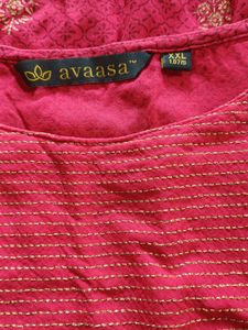 Pink Kurti with neck pattern