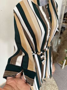 Striped High-Low Midi Dress