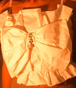 Cream Bow Front Crop Top