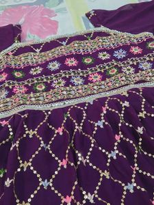 Embellished Purple Dupatta with Sequins &amp; Beads