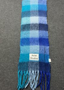 Acne Studios Blue Plaid Scarf