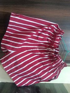 Maroon &amp; White Striped Shorts