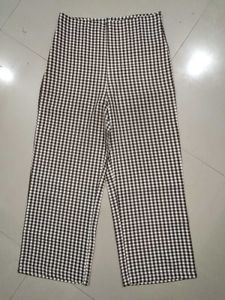 Gingham checkered wide leg pant trouser