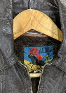 Men's Brown Leather Bomber Jacket 100% original le