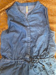 Denim Blue Button-Front Dress