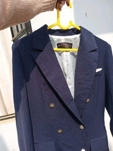 Navy Blue Double-Breasted Blazer