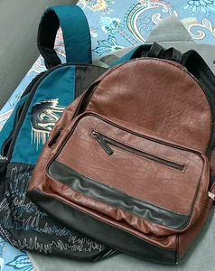 Stylish Brown Faux Leather Backpack