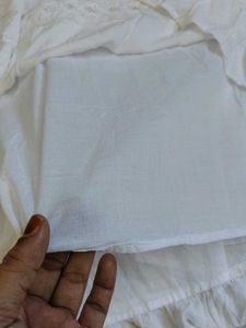 White Lace Detail A-Line Dress