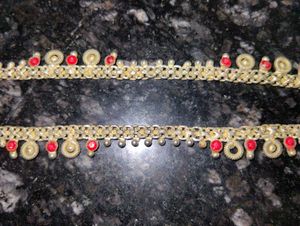 Traditional Anklets with Red Stones