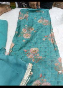 Teal Floral Kurta Set with Dupatta