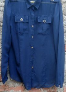 Chic Navy Blue Button-Up Shirt