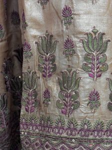 Elegant Beige Kurta Set with Purple Patiala