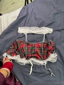 lace trim mini cosplay skirt