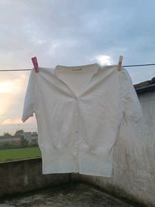 Cream Short Sleeve Button-Up Cardigan