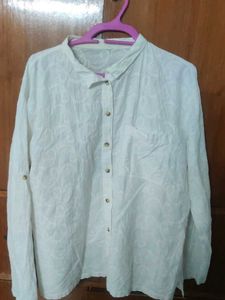 White Textured Button-Up Shirt