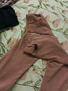 Pink Corduroy Wide Leg Pants