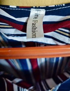 Striped Bell Sleeve Tie-Neck Top