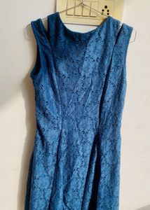 Blue Lace Cutout Dress