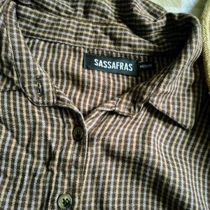 Brown Check Crop Shirt