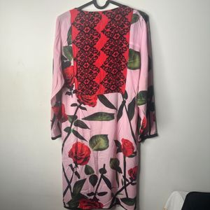 Beautiful Pink Rose Print Kurta