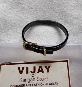 Stylish Black Belt with Gold Buckle
