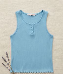 Baby Blue Ribbed Button-Up Tank Top