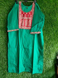 Beautiful Teal Kurta with Red Print