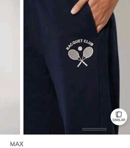 Navy Blue Joggers with Tennis Graphic
