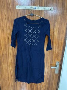 Stylish Navy Blue Kurta with Embellishments