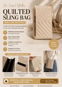 Elegant Beige Quilted Sling Bag