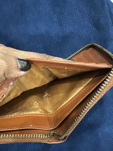 allen solly Brown Embossed Zip Around Wallet