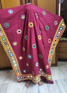 Maroon Mirror Work Duppata