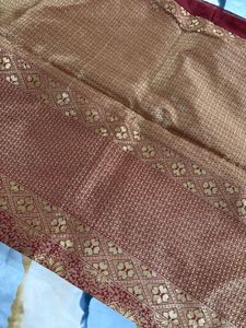 Elegant Red &amp; Gold Banarasi Silk Saree