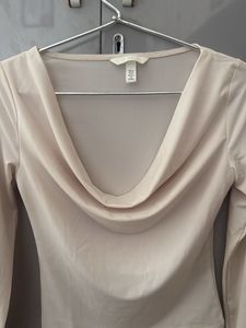 H&amp;M Cream Cowl Neck Long Sleeve Top