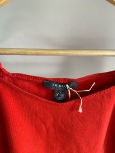 PRIMARK Red Puff Sleeve Crop Top