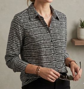 Chic Black & White Printed Button-Down Shirt
