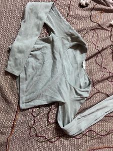 Light Blue Ribbed Long Sleeve Top