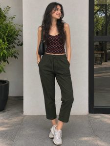 Dark Olive Green Relaxed Fit Pants