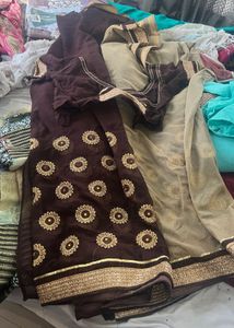 Designer Pink &amp; Beige Embroidered combo Blouse