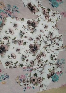 Elegant Floral Print Bow Neck Blouse