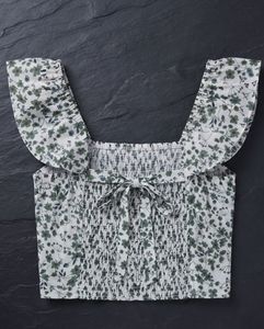 Chic Smocked Floral Crop Top