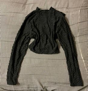 Textured Long Sleeve Crop Top